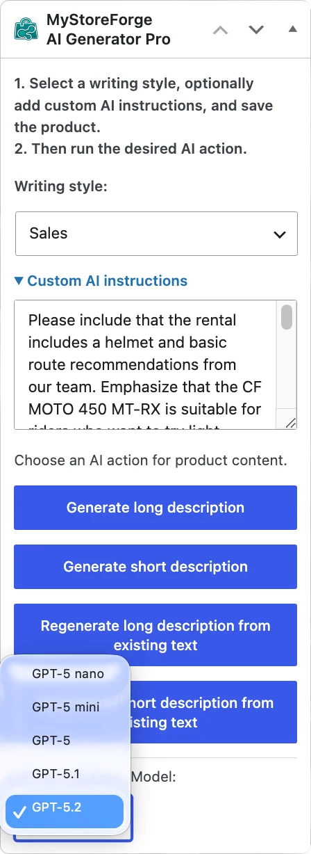 Plugin "Pro" — Výběr AI modelu